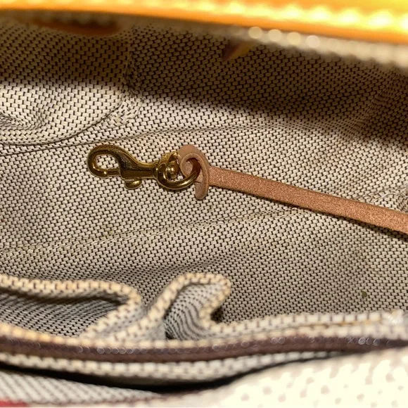 Dooney & Burke canvas rectangular satchel tan and brown - Picture 6 of 12